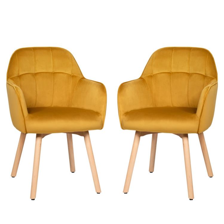 Accent Chairs |  2 Pieces Mid-Back Accent Leisure Armchair Set Yellow Accent Chairs Accent Chairs