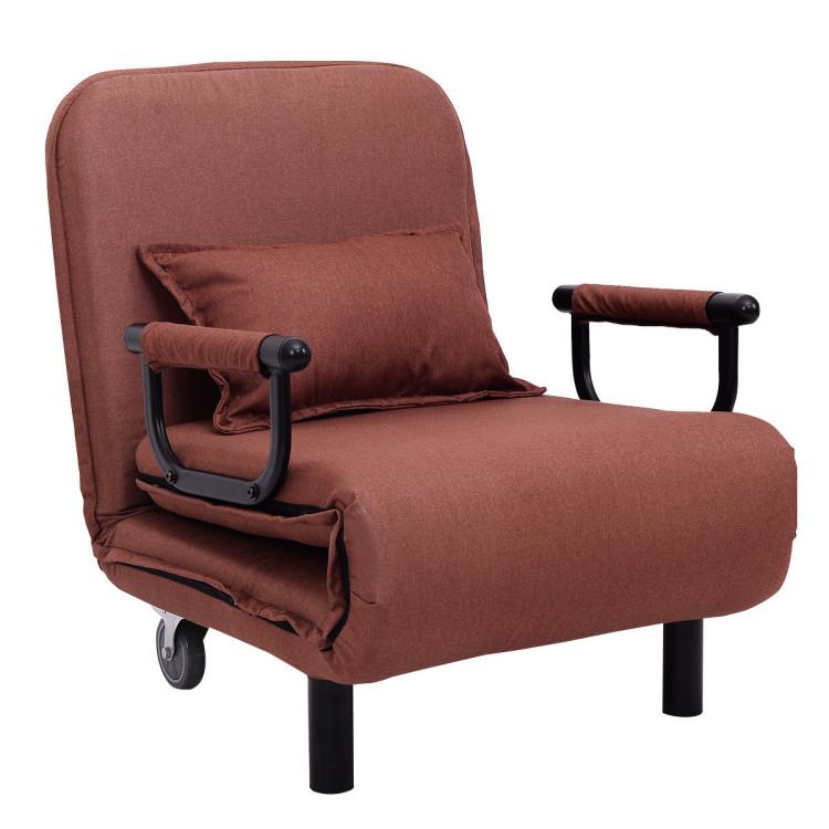 Accent Chairs |  26.5 Inch Convertible Folding Leisure Recliner Sofa Bed Brown Accent Chairs Accent Chairs