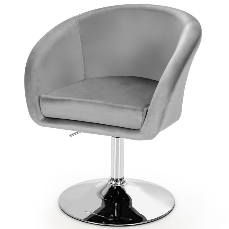 Accent Chairs |  360-Degree Swivel Accent Chair with Round-Back and Chrome Frame for Makeup Gray Accent Chairs Accent Chairs