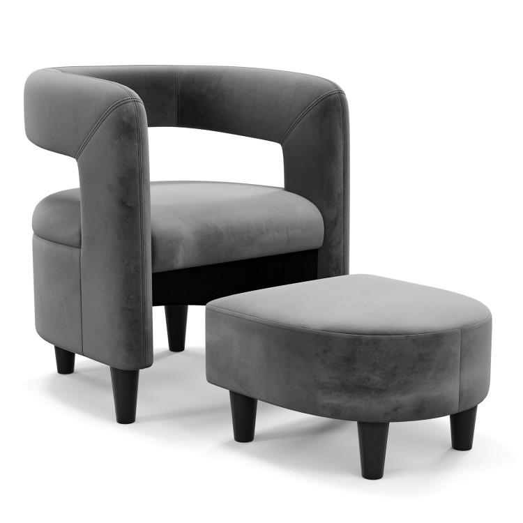 Accent Chairs |  Comfy Accent Armchair with Footrest Gray Accent Chairs Accent Chairs