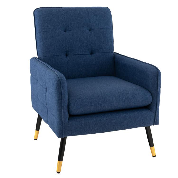 Accent Chairs |  Linen Fabric Accent Chair with Removable Seat Cushion Blue Accent Chairs Accent Chairs