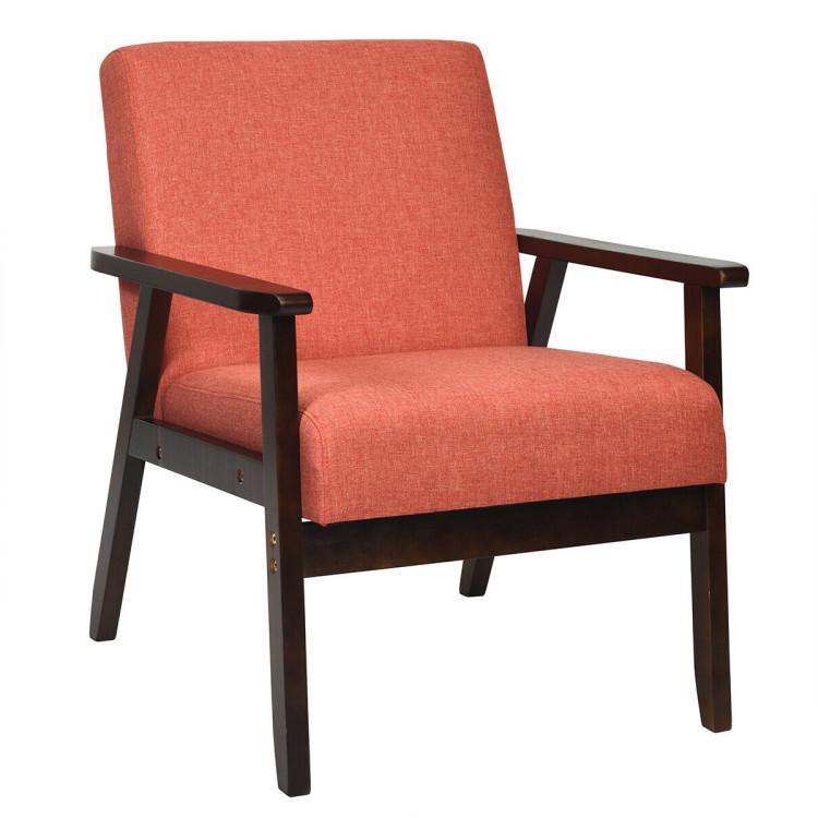 Accent Chairs |  Mid-Century Retro Fabric Accent Armchair for Living Room Orange Accent Chairs Accent Chairs