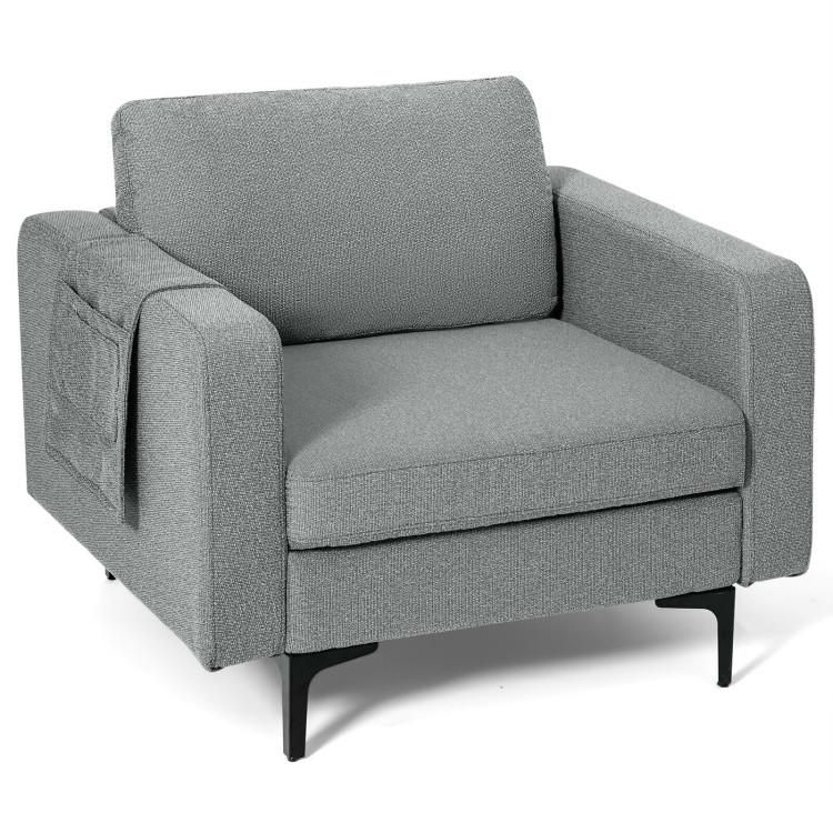 Accent Chairs |  Modern Accent Armchair with Side Storage Pocket Gray Accent Chairs Accent Chairs