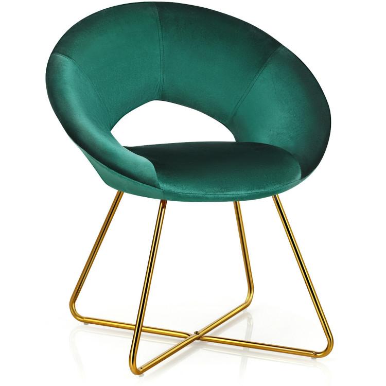 Accent Chairs |  Modern Accent Velvet Dining Arm Chair with Golden Metal Legs and Soft Cushion Dark Green Accent Chairs Accent Chairs