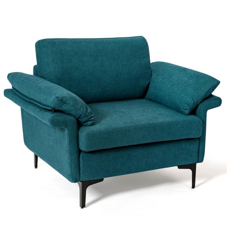 Accent Chairs |  Modern Fabric Accent Armchair with Original Distributed Spring and Armrest Cushions Peacock Blue Accent Chairs Accent Chairs