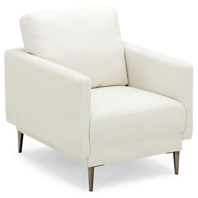 Accent Chairs |  Modern Upholstered Accent Chair with Removable Backrest Cushion White Accent Chairs Accent Chairs