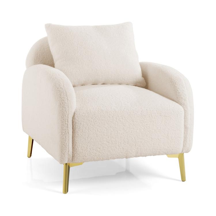 Accent Chairs |  Modern Upholstered Accent Chair with Removable Pillow and Soft Padded Seat White Accent Chairs Accent Chairs