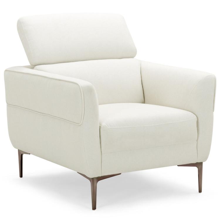 Accent Chairs |  Modern Upholstered Single Sofa with Adjustable Headrest White Accent Chairs Accent Chairs