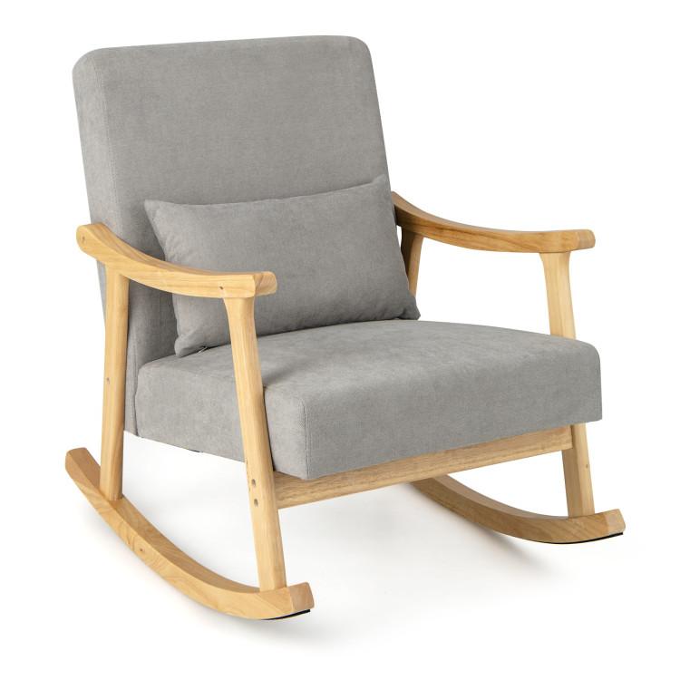 Accent Chairs |  Nursery Rocking Accent Chair with Rubber Wood Armrests Natural Accent Chairs Accent Chairs