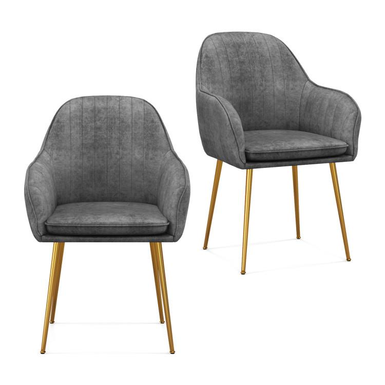 Accent Chairs |  Set of 2 Modern Accent Chair with Removable Cushion and Metal Frame Gray Accent Chairs Accent Chairs