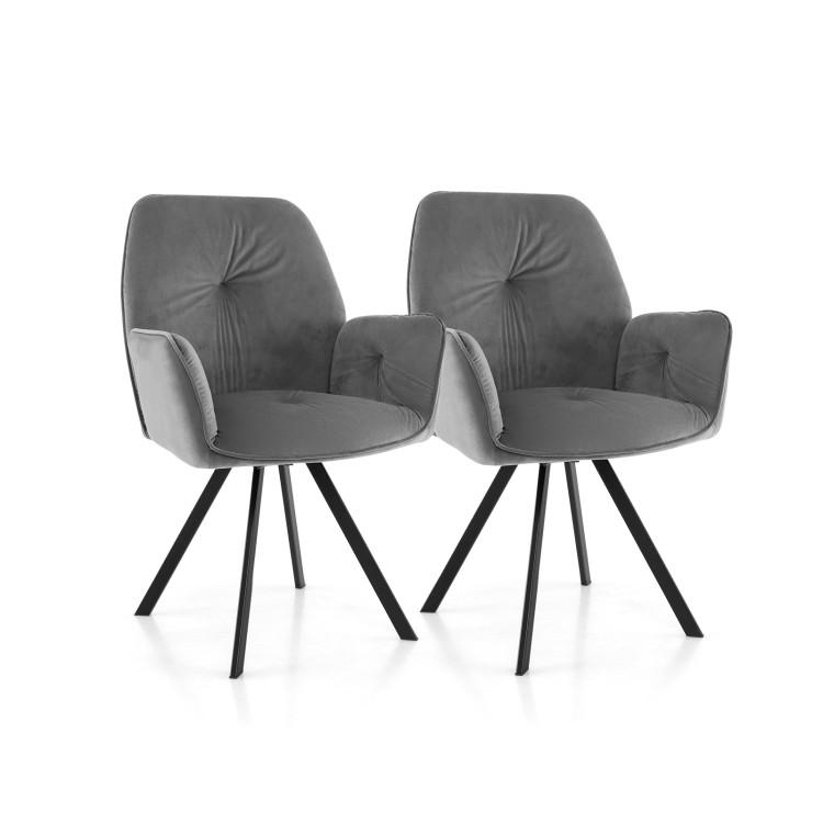 Accent Chairs |  Set of 2 Swivel Accent Arm Chairs with Metal Legs and Wide Back Gray Accent Chairs Accent Chairs