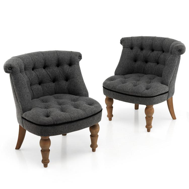 Accent Chairs |  Set of 2 Upholstered Armless Slipper Chairs with Beech Wood Legs Gray Accent Chairs Accent Chairs