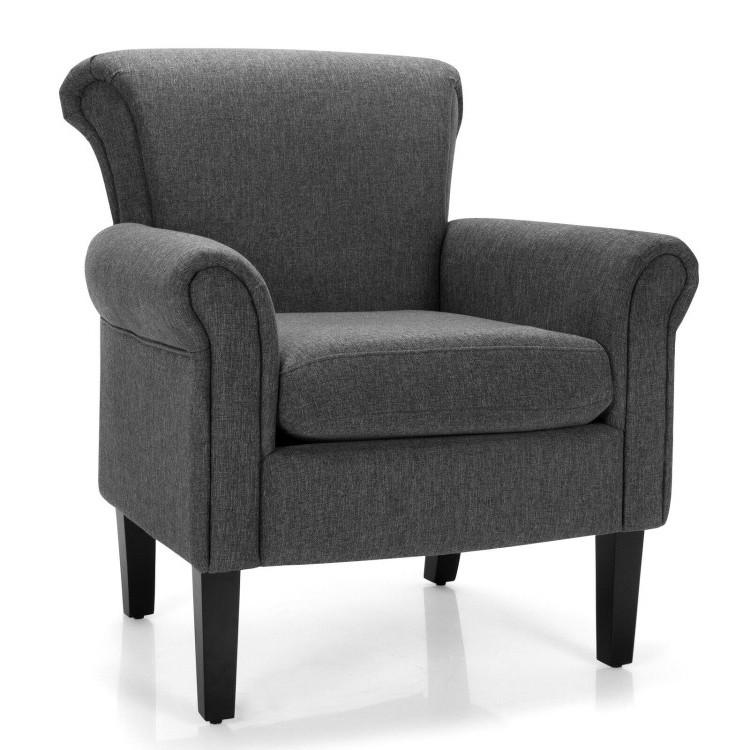 Accent Chairs |  Upholstered Fabric Accent Chair with Adjustable Foot Pads Dark Gray Accent Chairs Accent Chairs