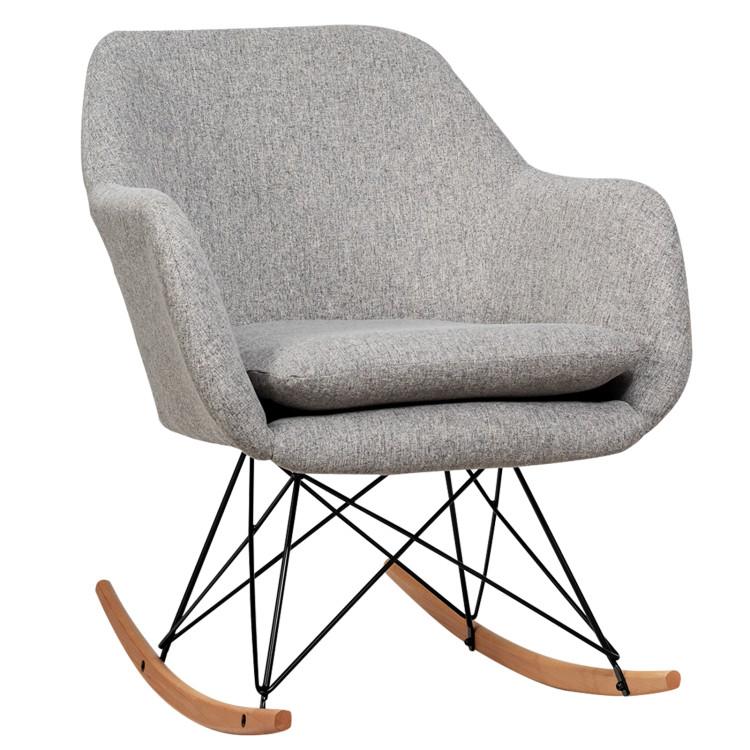 Accent Chairs |  Upholstered Rocking Arm Chair with Solid Steel Wood Leg Gray Accent Chairs Accent Chairs