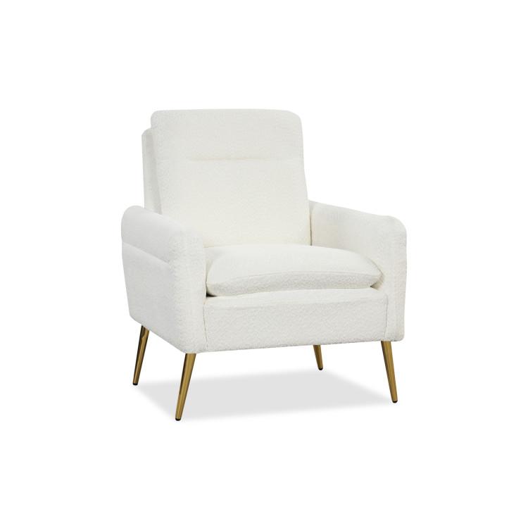 Accent Chairs |  Upholstered Sherpa Modern Accent Armchair for Living Room White Accent Chairs Accent Chairs