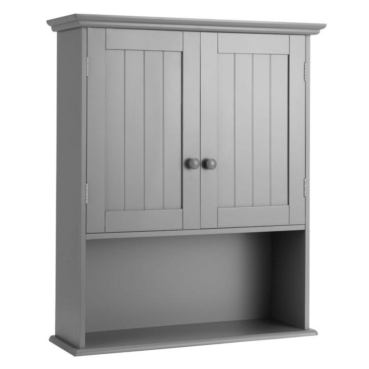 Bathroom |  2-Door Wall Mount Bathroom Storage Cabinet with Open Shelf Gray Bathroom Bathroom