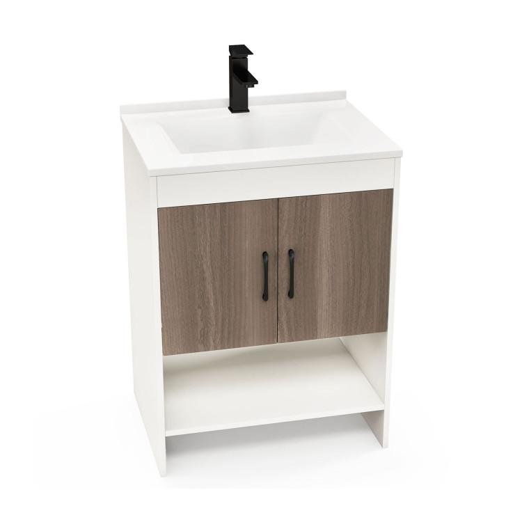 Bathroom |  25 Inch Bathroom Vanity Sink Combo Cabinet with Doors and Open Shelf Gray Bathroom Bathroom