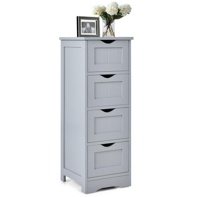 Bathroom |  4-Drawer Freestanding Floor Cabinet with Anti-Toppling Device Gray Bathroom Bathroom