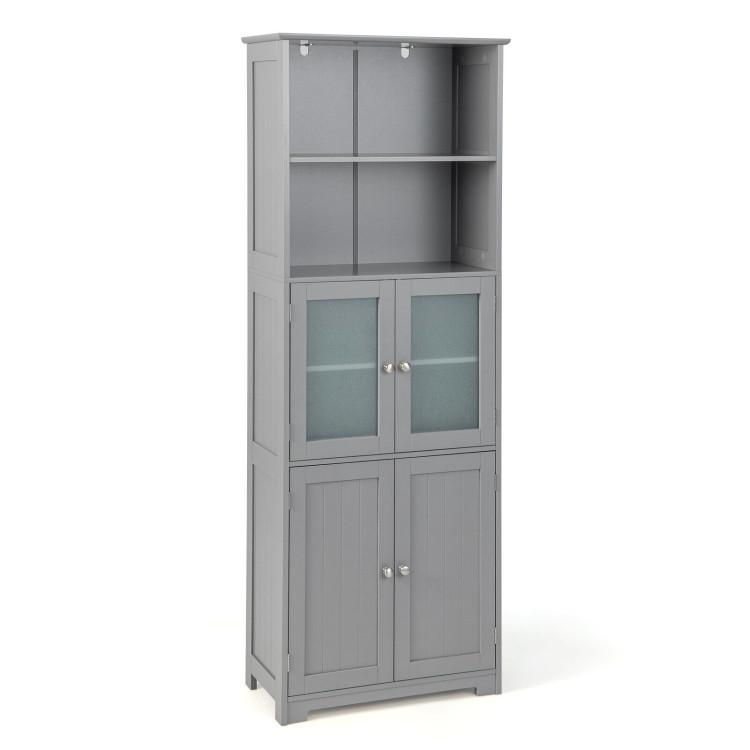 Bathroom |  6-Tier Freestanding Bathroom Cabinet with 2 Open Compartments and Adjustable Shelves Gray Bathroom Bathroom