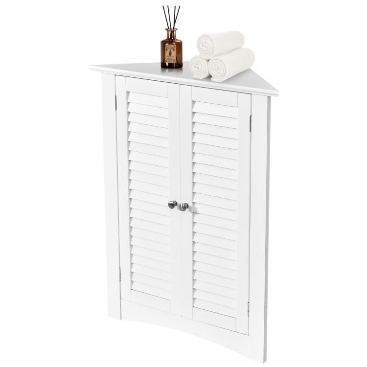 Bathroom |  Bathroom Corner Storage Freestanding Floor Cabinet with Shutter Door White Bathroom Bathroom