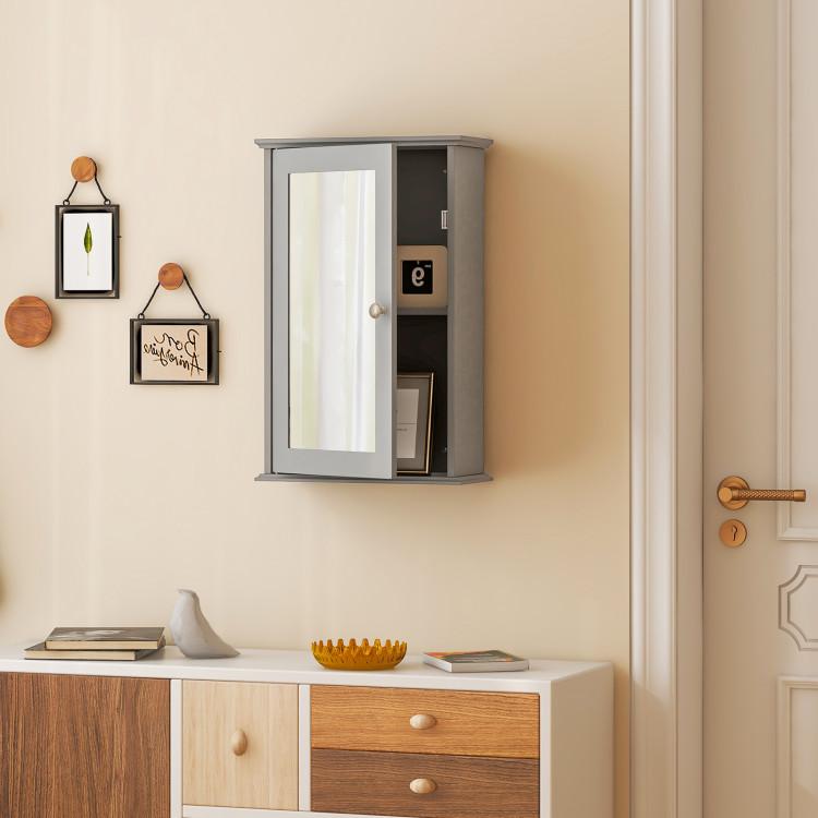 Bathroom |  Bathroom Wall Cabinet with Single Mirror Door Gray Bathroom Bathroom