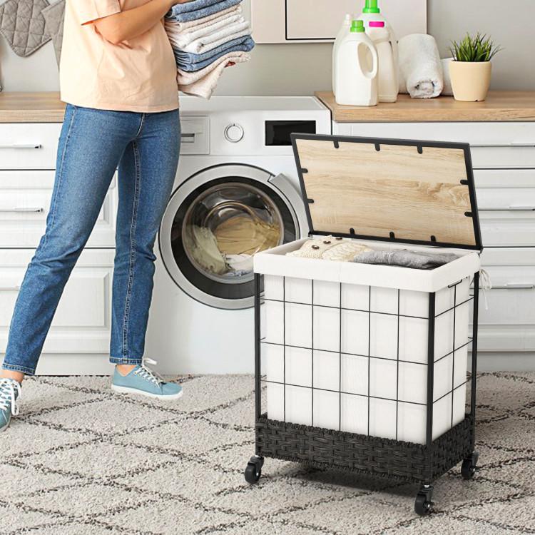 Bathroom |  Laundry Hamper with Lid and Lockable Wheels Bathroom Bathroom