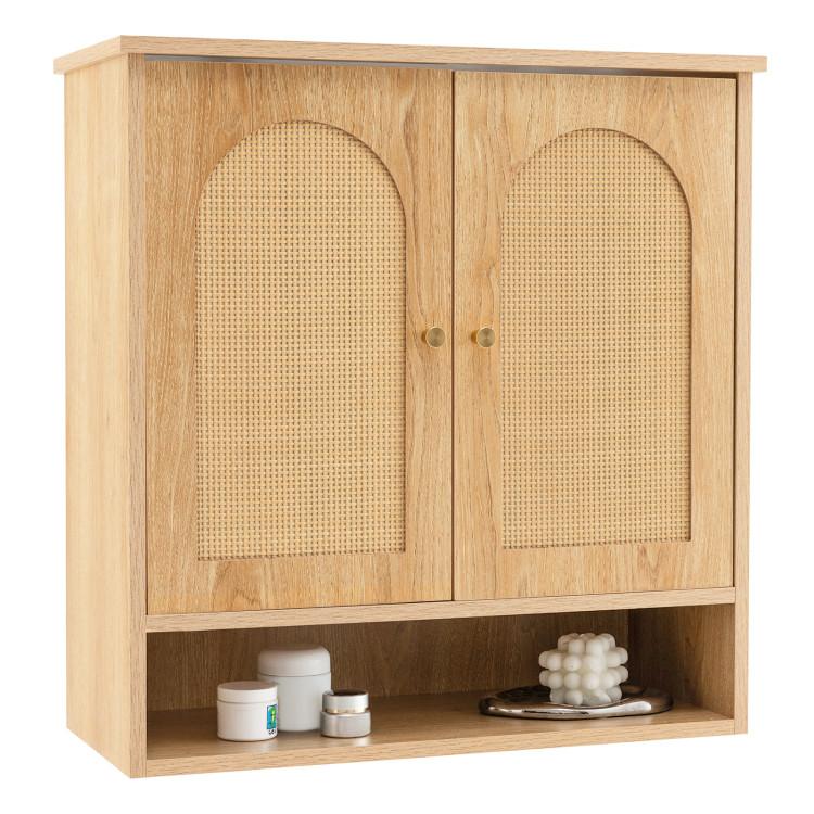 Bathroom |  Medicine Cabinet with 2 Rattan Doors for Laundry Room Kitchen Entryway Natural Bathroom Bathroom