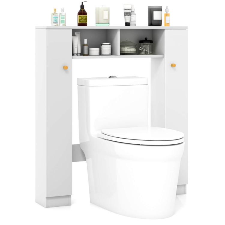 Bathroom |  Over The Toilet Storage Cabinet with 2 Open Compartments and 4 Adjustable Shelves White Bathroom Bathroom