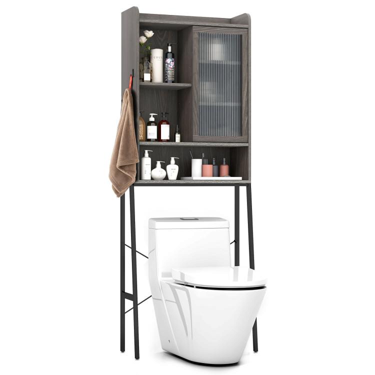 Bathroom |  Over the Toilet Storage Cabinet with Sliding Acrylic Door and Adjustable Shelves Gray Bathroom Bathroom