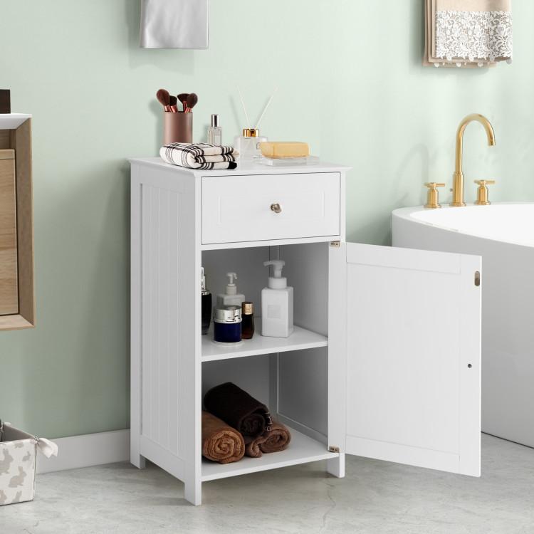 Bathroom |  Single Door Bathroom Cabinet with Adjustable Shelf and Drawer White Bathroom Bathroom