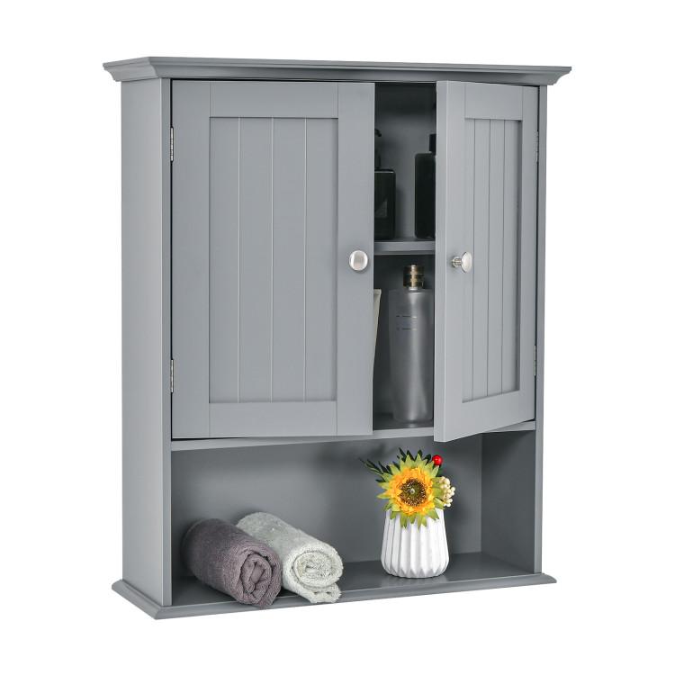 Bathroom |  Wall Mount Bathroom Cabinet Storage Organizer with Doors and Shelves Gray Bathroom Bathroom