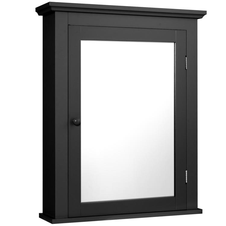 Bathroom |  Wall Mount Bathroom Cabinet with One Mirror Single Door Adjustable Shelves Retro Handle Black Bathroom Bathroom