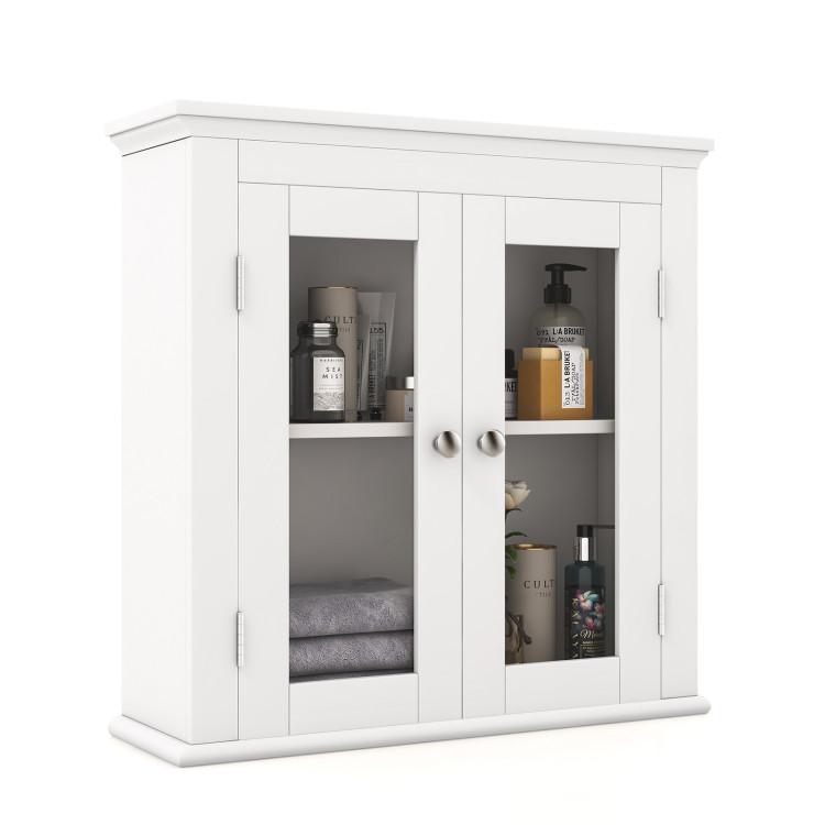 Bathroom |  Wall Mounted Door Cabinet with 3-Level Adjustable Shelf White Bathroom Bathroom