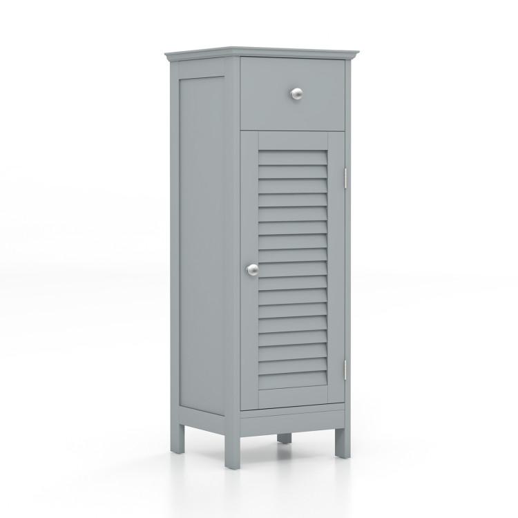 Bathroom |  Woodern Bathroom Floor Storage Cabinet with Drawer and Shutter Door Gray Bathroom Bathroom