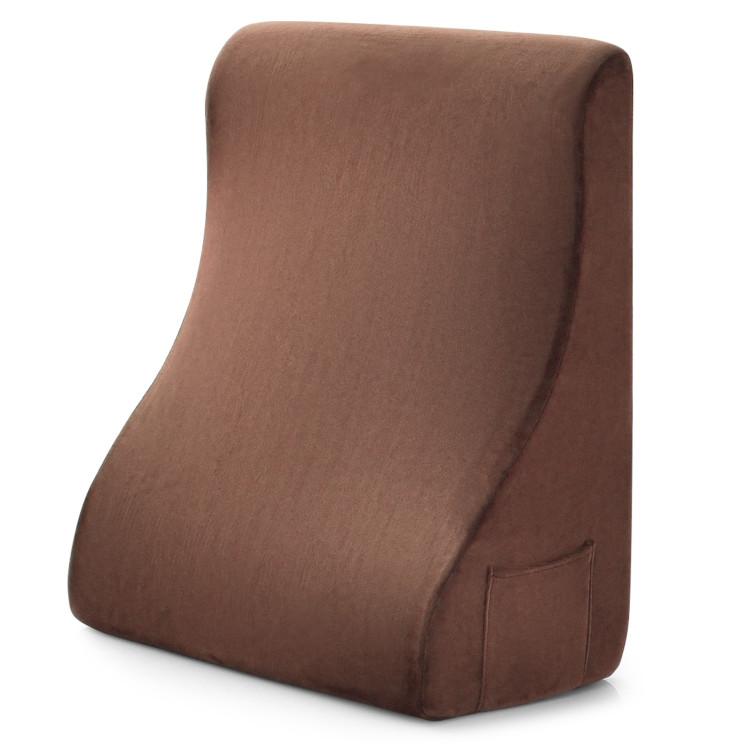 Bedding |  Bed Wedge Pillow with Tablet Pillow Stand and Side Pockets Brown Bedding Bedding