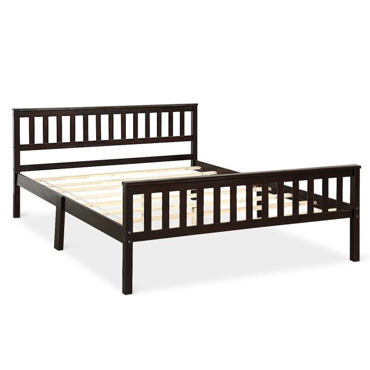 Beds & Bed Frames |  Deluxe Solid Wood Platform Bed with Headboard and Footboard Espresso Bedroom Beds & Bed Frames