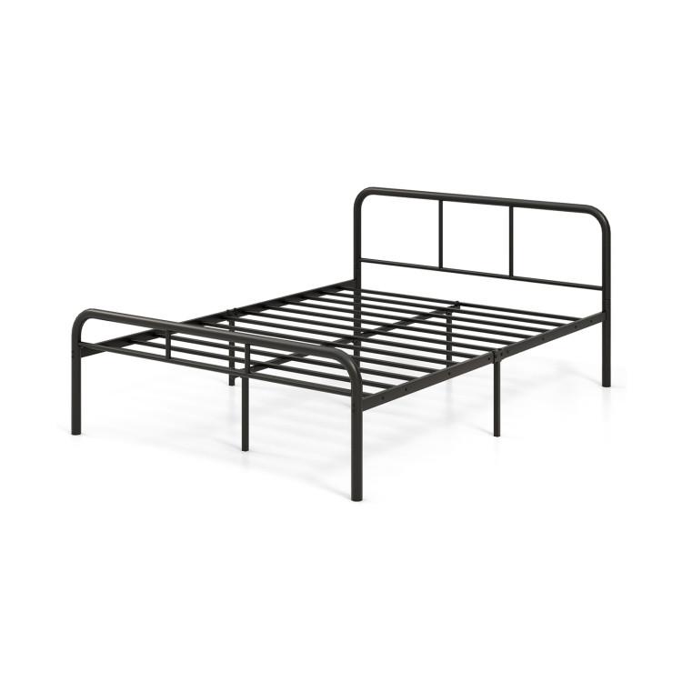 Beds & Bed Frames |  Full Bed Frame with Headboard and Footboard No Box Spring Needed Black Bedroom Beds & Bed Frames