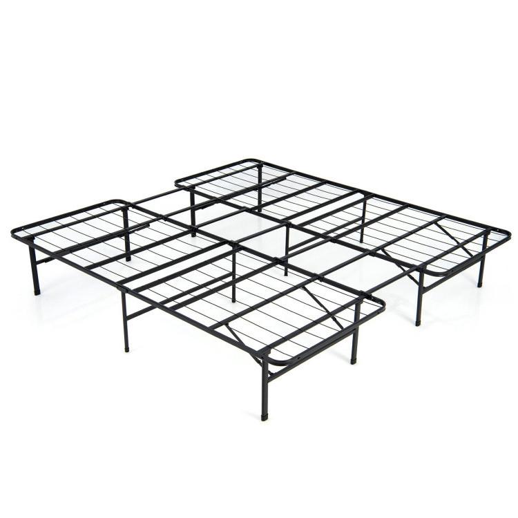 Beds & Bed Frames |  Full/King Size Folding Steel Platform Bed Frame for Kids and Adults Black Bedroom Beds & Bed Frames