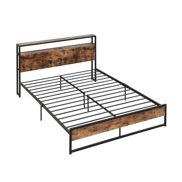 Beds & Bed Frames |  Full/Queen Bed Frame with 2-Tier Storage Headboard and Charging Station Bedroom Beds & Bed Frames