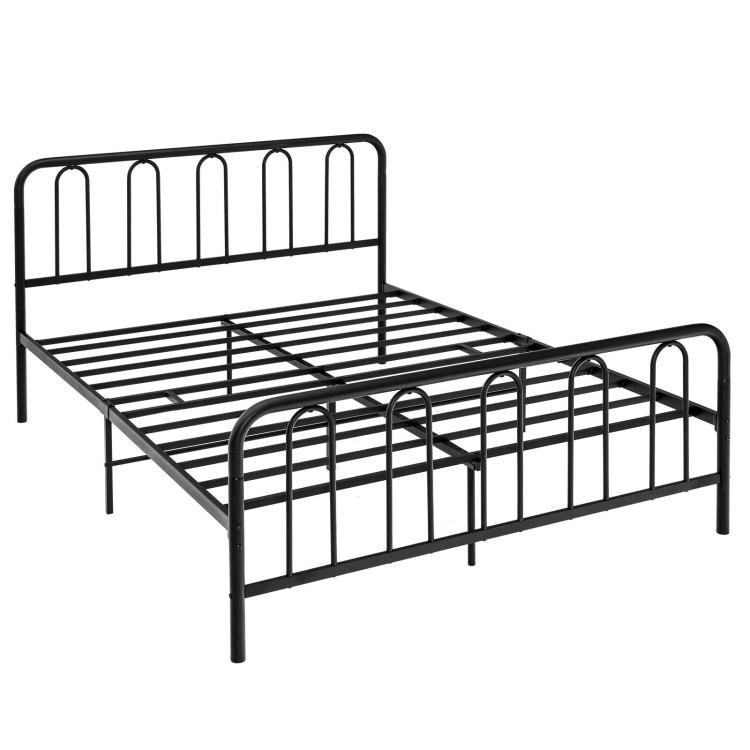 Beds & Bed Frames |  Full/Queen Size Metal Bed Frame with Headboard and Footboard Black Bedroom Beds & Bed Frames