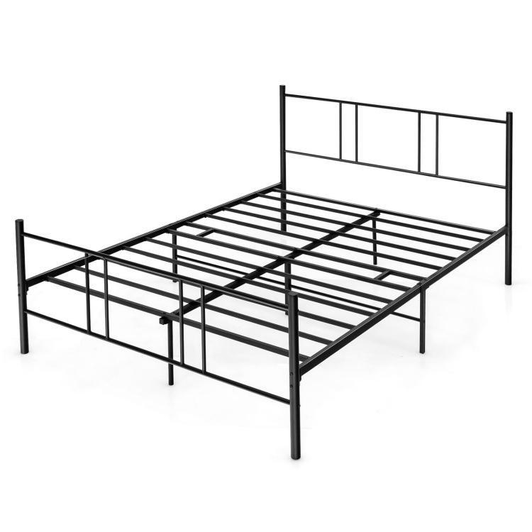 Beds & Bed Frames |  Full/Queen Size Platform Bed Frame with High Headboard Black Bedroom Beds & Bed Frames