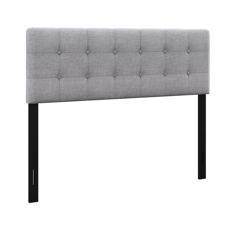 Beds & Bed Frames |  Linen Upholstered Headboard with Solid Rubber Wood Legs Gray Bedroom Beds & Bed Frames