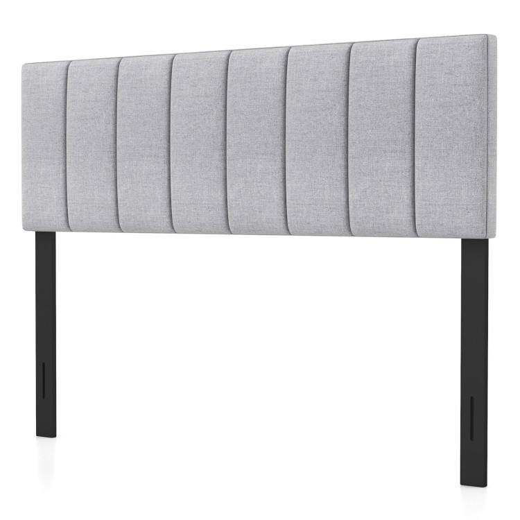 Beds & Bed Frames |  Linen Upholstered Headboard with Solid Wood Legs and Adjustable Width Gray Bedroom Beds & Bed Frames