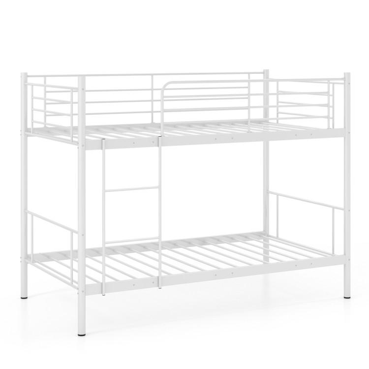 Beds & Bed Frames |  Metal Bunk Bed with Ladder and Full-length Guardrails White Bedroom Beds & Bed Frames