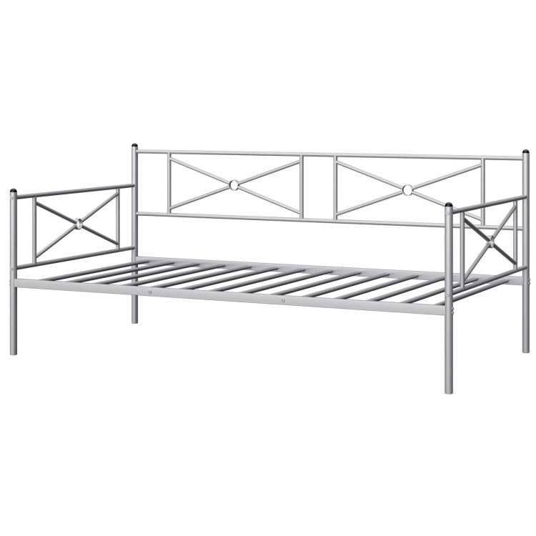 Beds & Bed Frames |  Metal Daybed Twin Bed Frame Stable Steel Slats Sofa Bed Silver Bedroom Beds & Bed Frames