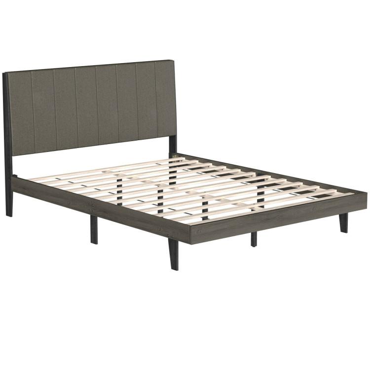 Beds & Bed Frames |  Queen Size Upholstered Bed Frame with Tufted Headboard Grey Bedroom Beds & Bed Frames