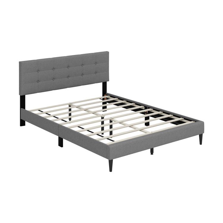 Beds & Bed Frames |  Queen Size Upholstered Platform Bed with Button Tufted Headboard Gray Bedroom Beds & Bed Frames