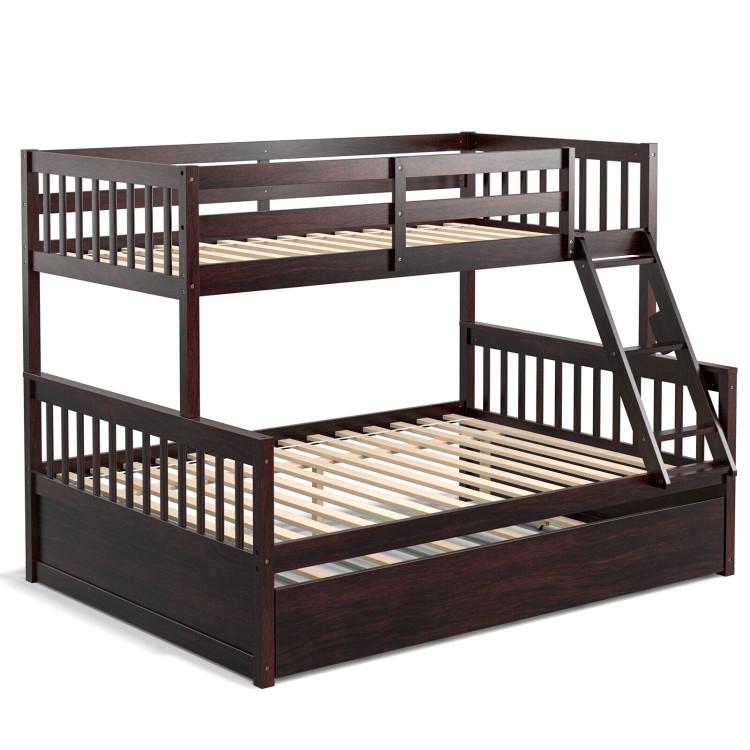 Beds & Bed Frames |  Twin Over Full Convertible Bunk Bed with Twin Trundle Espresso Bedroom Beds & Bed Frames