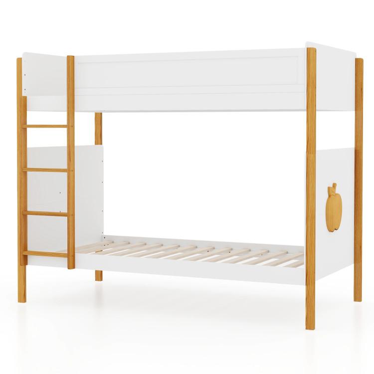 Beds & Bed Frames |  Twin Over Twin Bunk Bed with Integrated Ladder and Safety Guardrails Bedroom Beds & Bed Frames