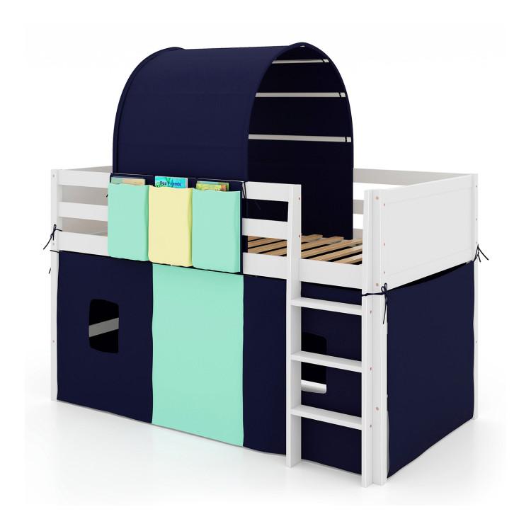 Beds & Bed Frames |  Twin Size Loft Bed Playhouse Bed Frame with Tower Tent and 3 Storage Pockets Navy Bedroom Beds & Bed Frames